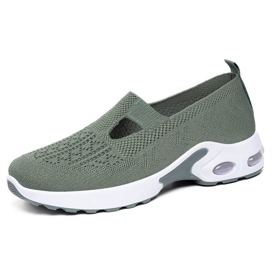 Damen bequeme Slip-On Sneakers mit atmungsaktivem Strickdesign und stoßdämpfender Sohle EB