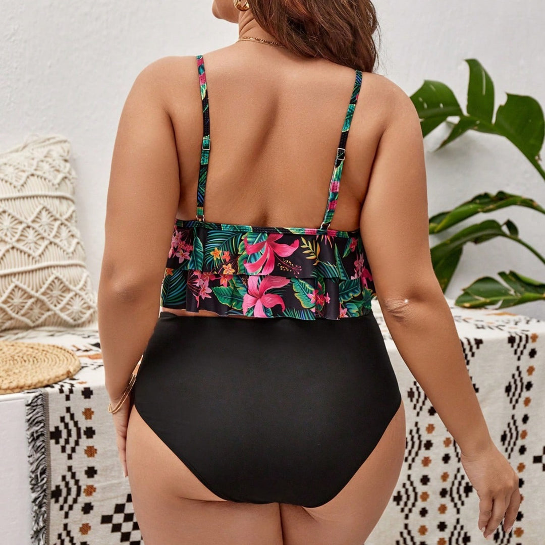 Damen Tankini-Set mit floralem Volantschnitt EB