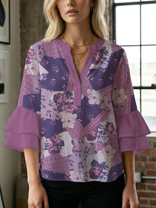 Damen Bluse mit wunderschönen floralem Design EB