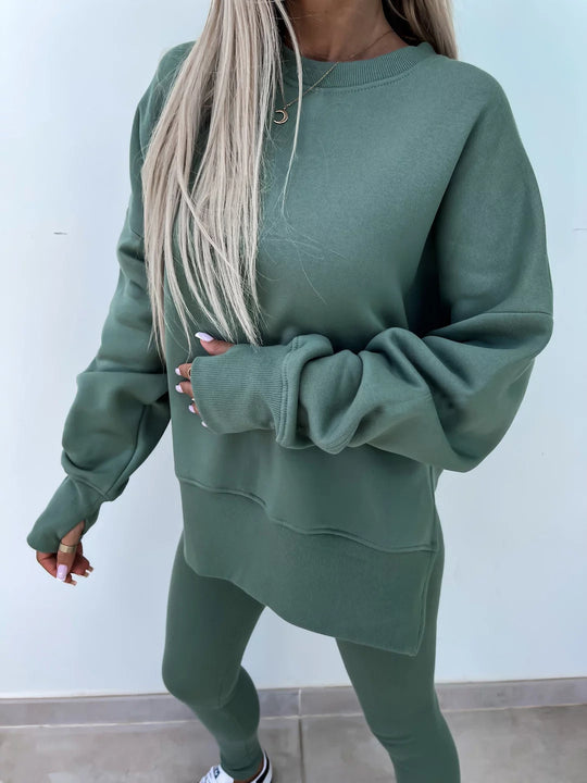 Damen Sportlicher Freizeitanzug mit oversized Sweatshirt und enganliegenden Leggings EB