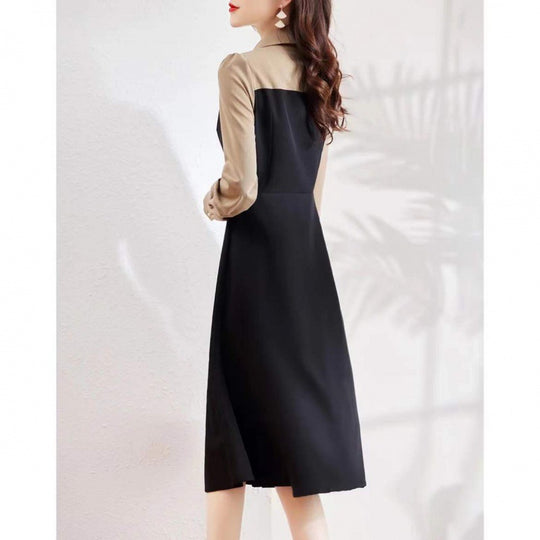 Damen Hemdkleid mit eleganter Knopfleiste und kontrastierendem Oberteil EB