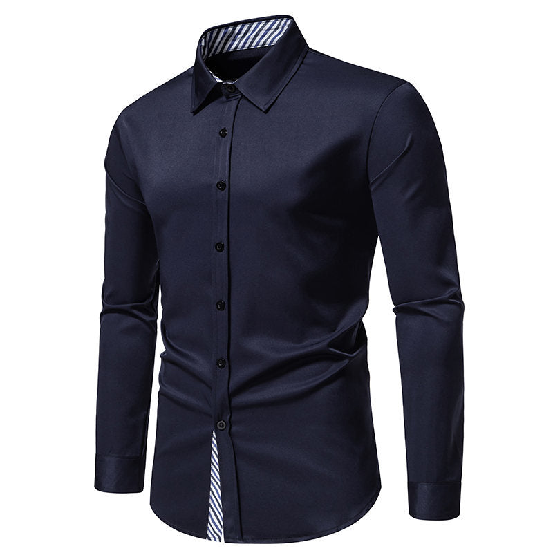 Herren Langarmhemd mit modernem Kontrastdesign EB