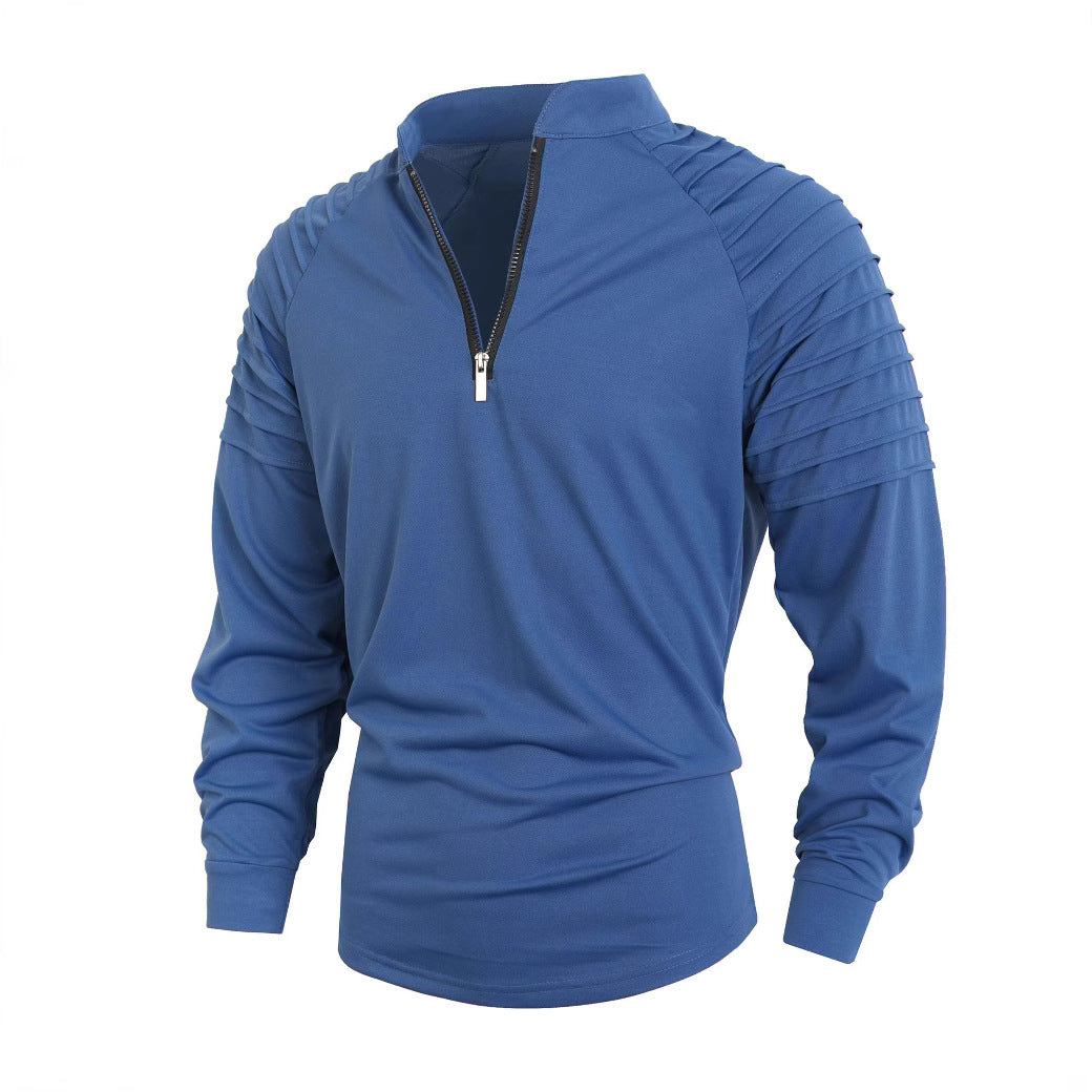 Herren Langarmshirt mit modernem Stehkragen und Reißverschluss EB