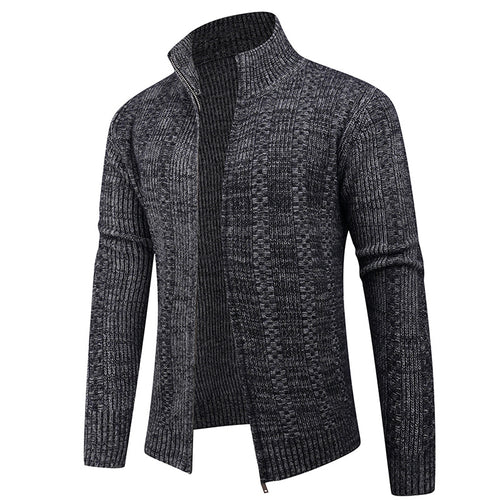 Herren Freizeit Strickjacke mit hohem Kragen und modernem Zipper EB