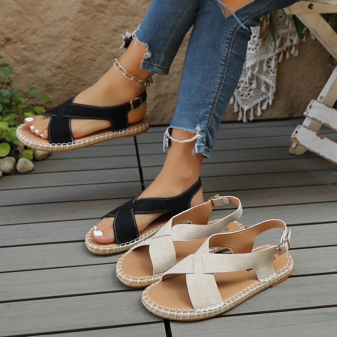 Damen elegante Sandalen mit geflochtenem Riemendesign EB