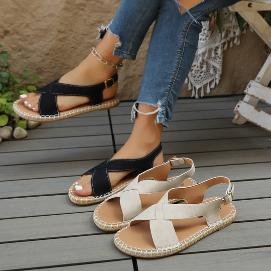Damen elegante Sandalen mit geflochtenem Riemendesign EB