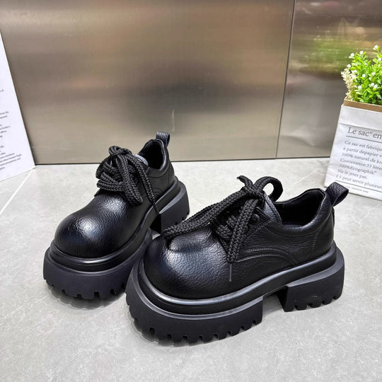 Damen modische Schnürboots mit robustem Plateau und rutschfester Sohle EB