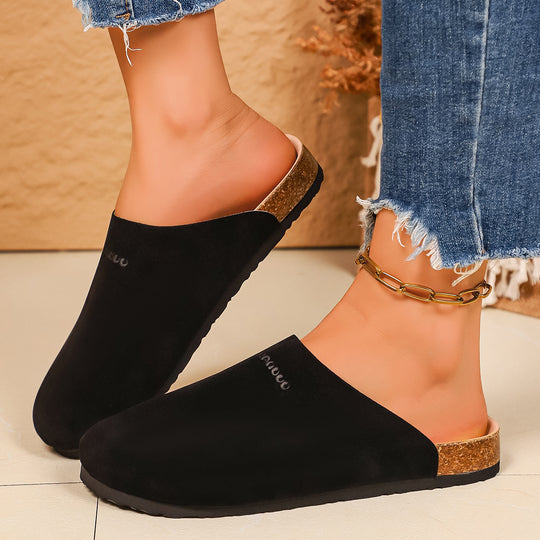 Damen Komfortable Clogs mit weichem Veloursleder und rutschfester Sohle EB