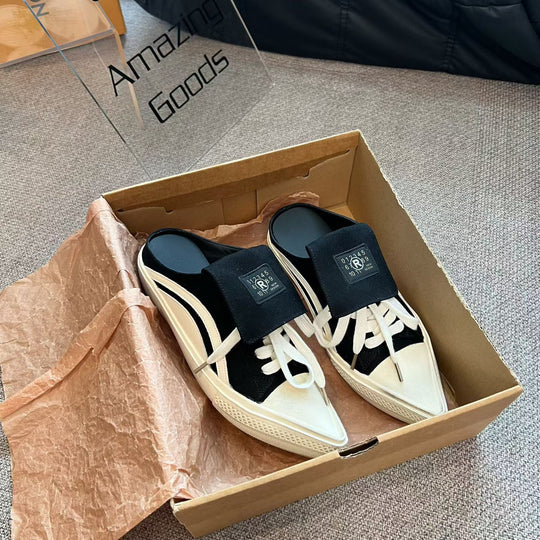 Damen lässige Slipper mit stylischem Schnürdesign EB