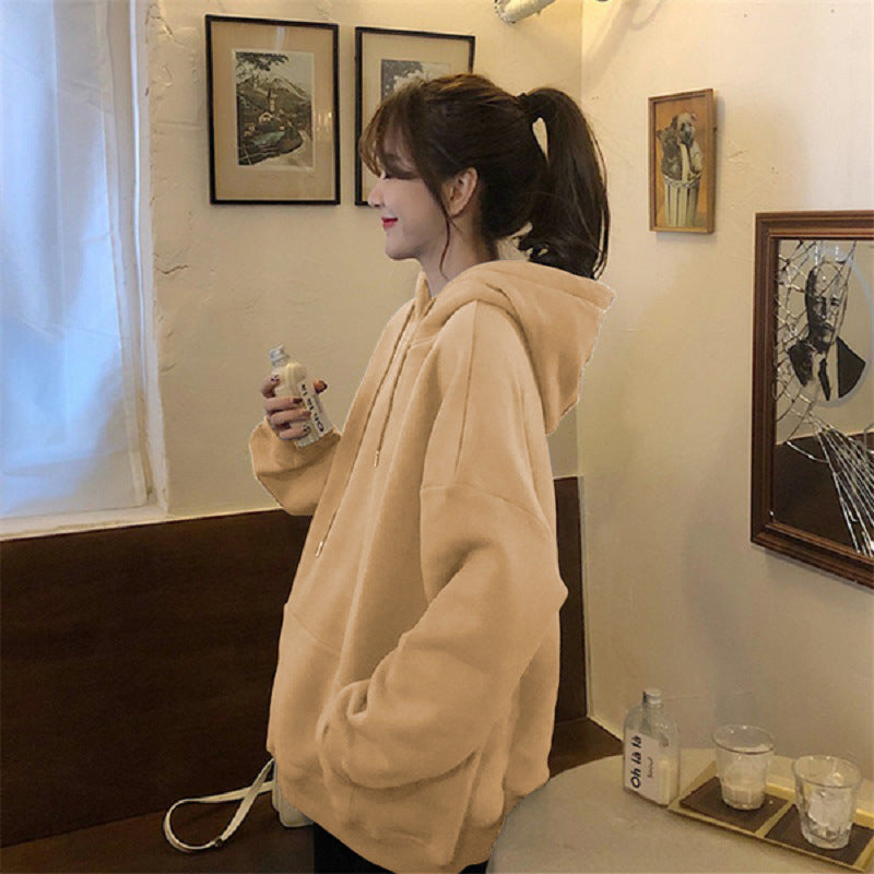 Damen kuscheliger Oversized-Hoodie mit hohem Kragen und praktischen Kängurutaschen EB