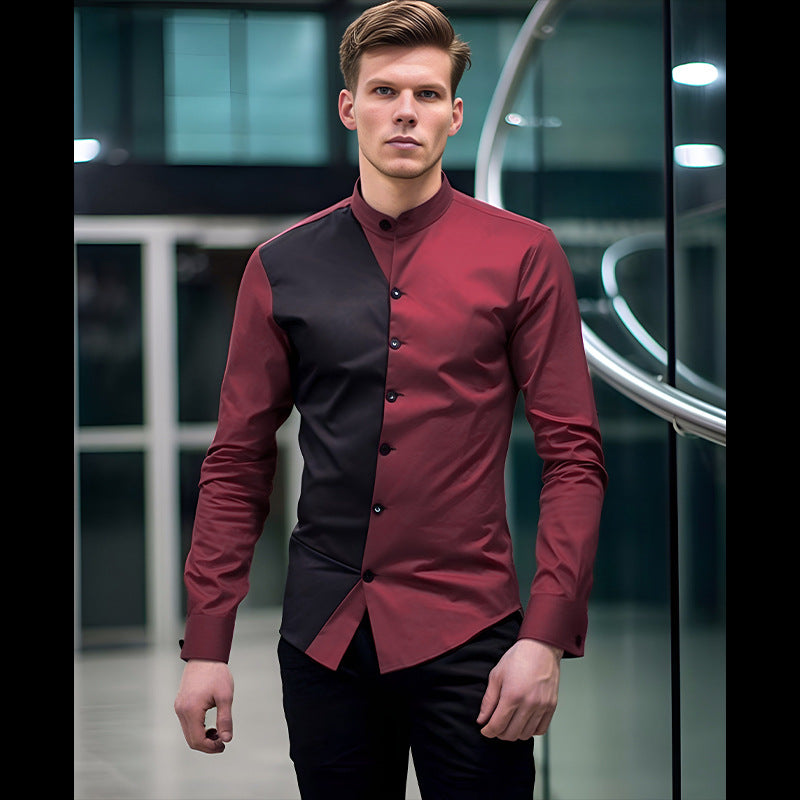 Herren Hemd mit asymmetrischem Farbmuster und modernem Kragen EB
