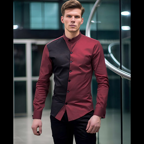 Herren Hemd mit asymmetrischem Farbmuster und modernem Kragen EB