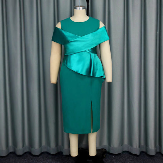 Damen Cocktailkleid mit asymmetrischem Oberteil und Drapierungsdetail EB
