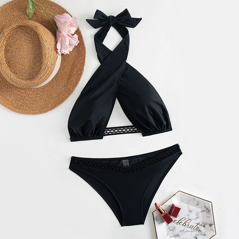 Damen Bikini-Set mit innovativem Wickel-Design und Netzdetails EB