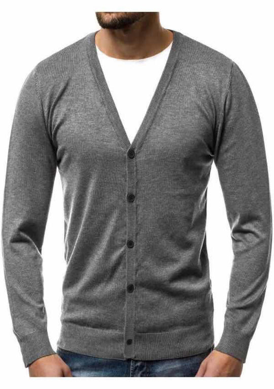 Herren nan Feinstrick-Cardigan mit V-Ausschnitt, schmaler Passform und durchgehender Knopfleiste EB