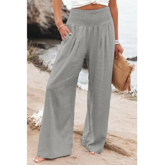 Damen Weit geschnittene Sommerhose mit elastischem Bund und luftiger Passform EB