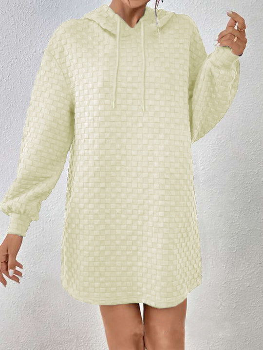 Damen Kapuzenpulloverkleid mit trendy Struktur EB