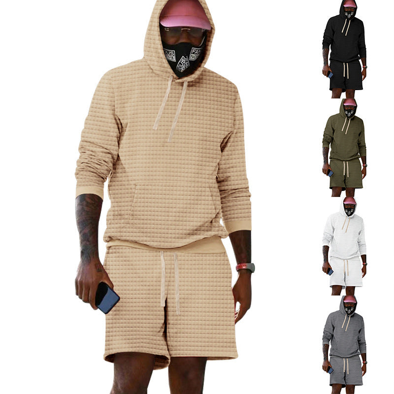 Herren Sportiv gestepptes Hoodie- und Shorts-Set EB