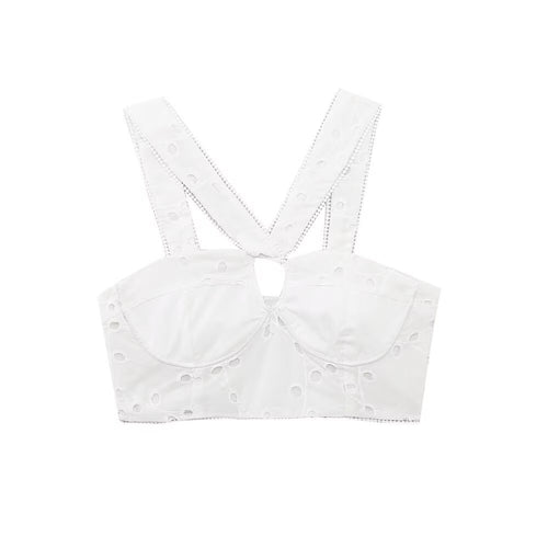 Damen Crop-Bra mit zarter Lochspitze und elegantem Rückenausschnitt EB
