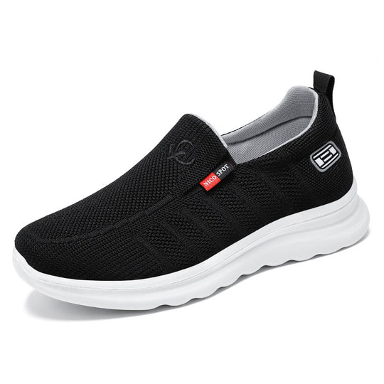 Herren nan atmungsaktiver Slip-On Strick-Freizeitschuh mit elastischem Einstieg, gepolsterter Komfortsohle und rutschfester Wellenlaufsohle EB