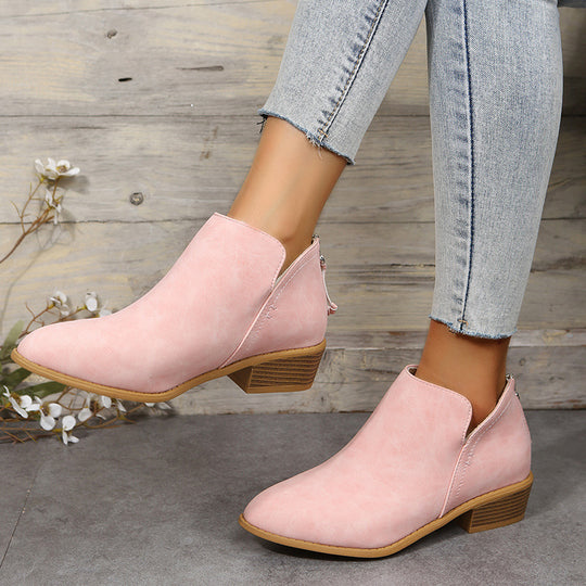 Damen modische Stiefeletten mit elegantem Reißverschluss und bequemer Sohle EB