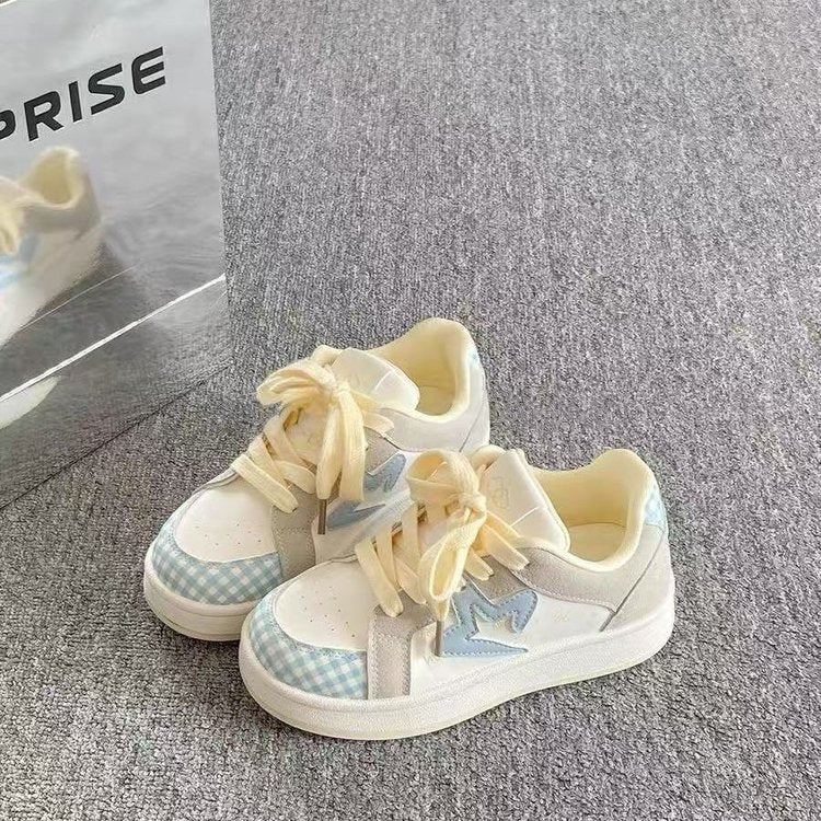 Damen Modische Sneakers mit karierten Akzenten und atmungsaktiver Struktur EB
