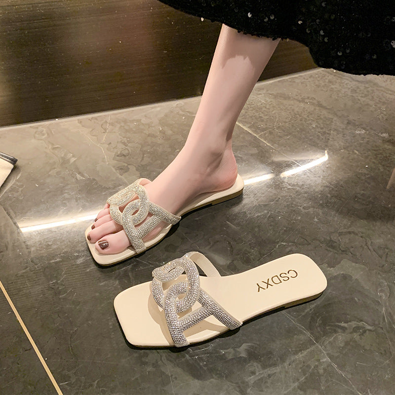 Damen Riemensandalen mit funkelnder Kettenapplikation EB
