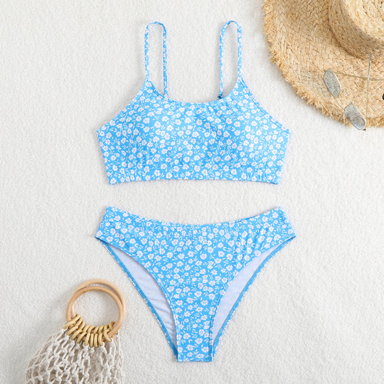 Damen Bikini-Set mit floralen Mustern und hoher Taille EB