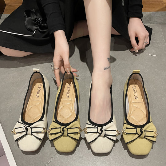 Damen Ballerinas mit dekorativem Schleifen-Detail und goldenen Akzenten EB