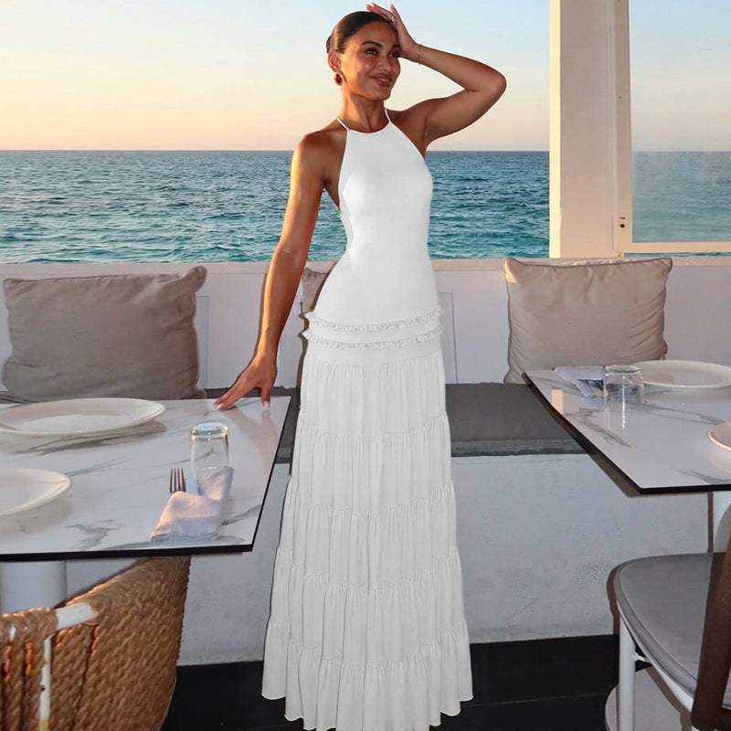 Damen Maxi-Kleid mit feinen Rüschendetails EB