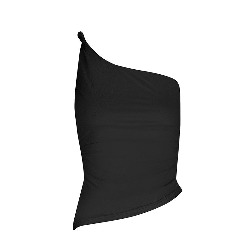 Damen asymmetrisches Top mit elegantem Ein-Schulter-Schnitt und figurformendem Design EB