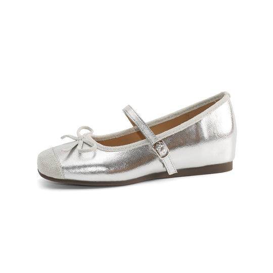 Damen Ballerinas mit modischem Riemen und Schleifenapplikation EB