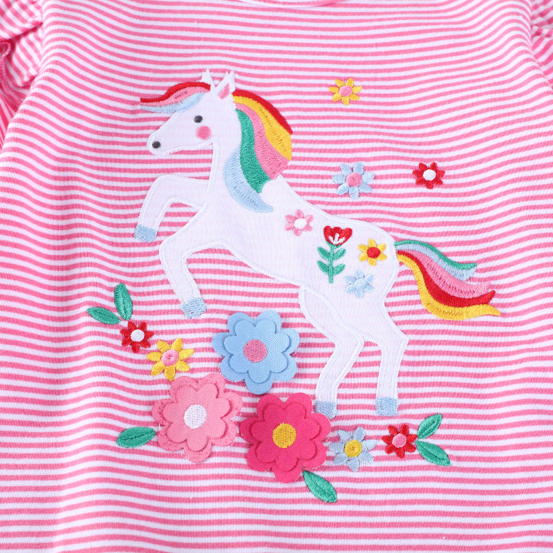 Mädchen T-Shirt mit zauberhaftem Einhorn-Motiv und Rüschendetail EB