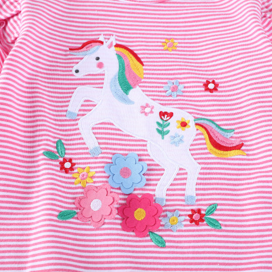 Mädchen T-Shirt mit zauberhaftem Einhorn-Motiv und Rüschendetail EB