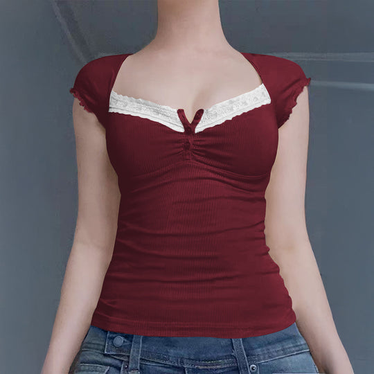 Damen Ripp-Trägershirt mit setzen Spitze EB