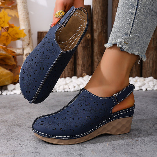 Damen Wedge-Clogs mit perforiertem Design und elastischem Einsatz EB