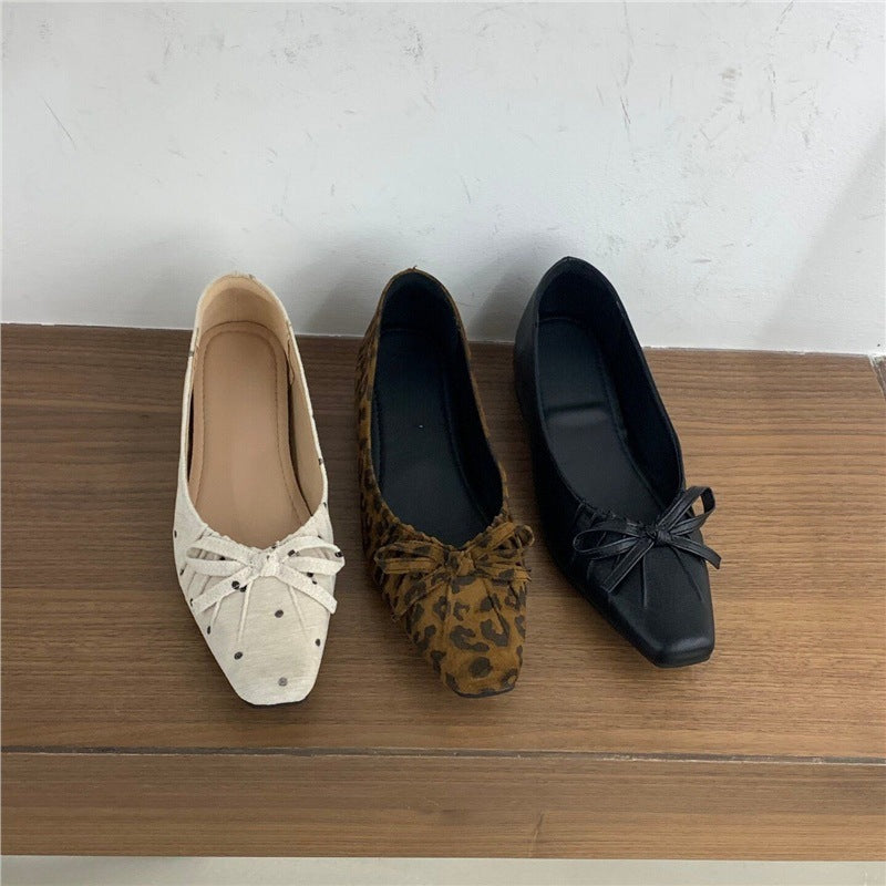 Damen elegante Ballerinas mit modischer Schleifenverzierung EB