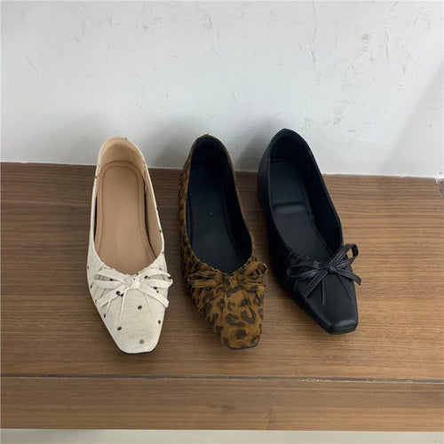 Damen elegante Ballerinas mit modischer Schleifenverzierung EB