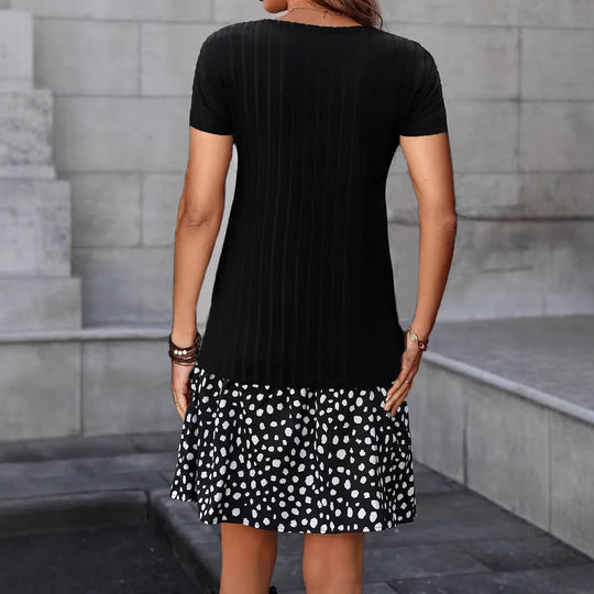Damen Kurzarm Kleid mit lässigem Schnitt und verspieltem Rock EB