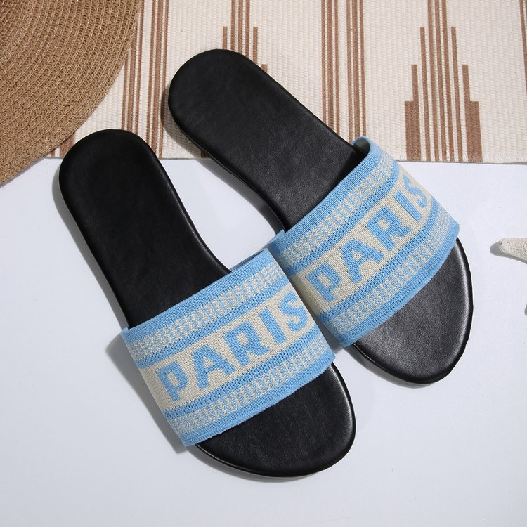 Damen Stylish Slide-Sandalen mit modischem Schriftzug EB
