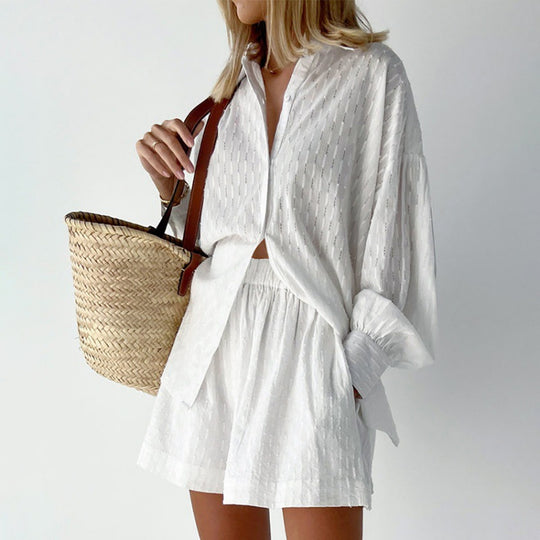Damen Lässiges Oberteil und Shorts Set mit luftiger Passform EB