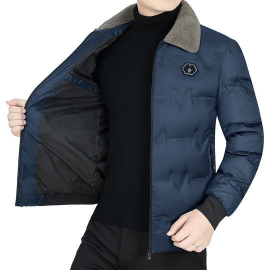 Herren Gesteppte Winterjacke mit Kunstfellkragen und Thermofüllung EB