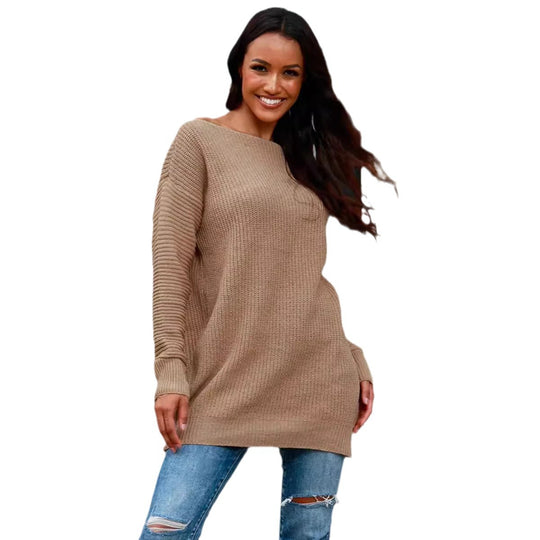 Damen Oversized Strickpullover mit Struktur und weitem Schnitt EB