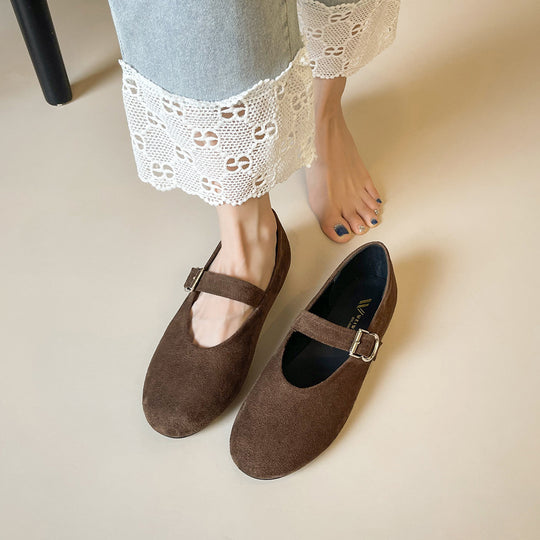 Damen Ballerinas mit elegantem Riemchen und modischer Schnallenapplikation EB