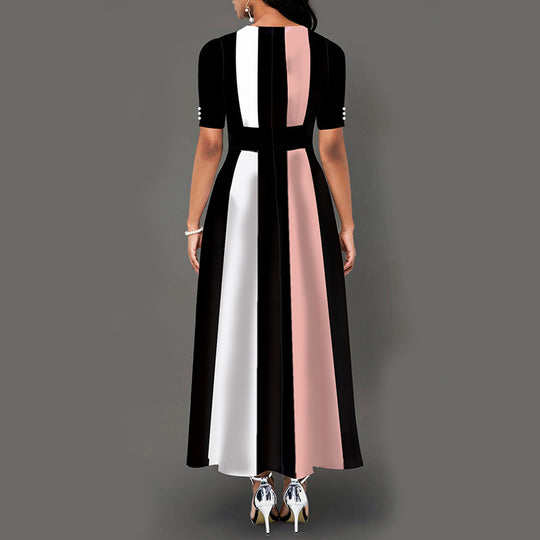 Damen Maxikleid mit modernem Blockdesign und seitlichen Taschen EB
