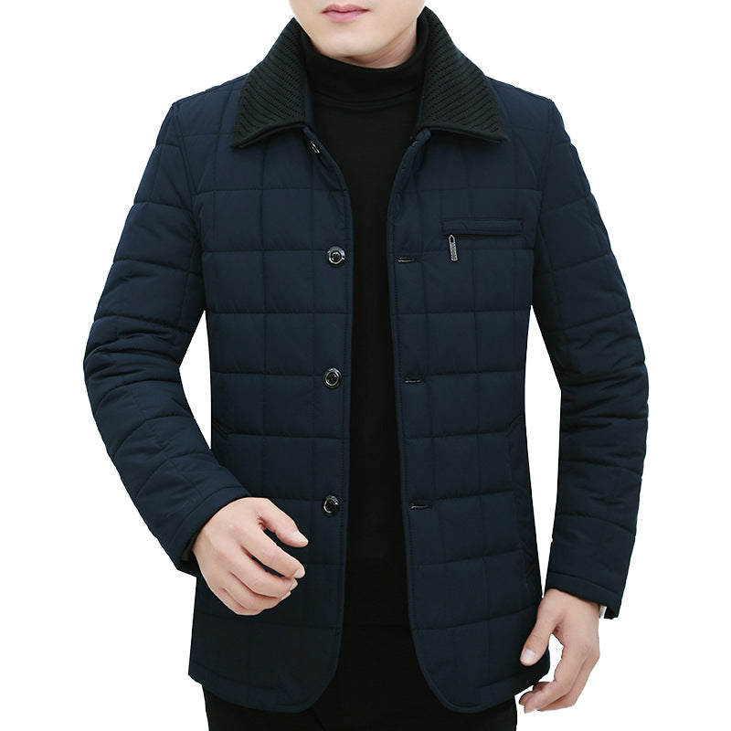 Herren Steppjacke mit Boxsteppung, Cordkragen und Brust-Reißverschlusstasche EB