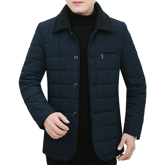 Herren Steppjacke mit Boxsteppung, Cordkragen und Brust-Reißverschlusstasche EB