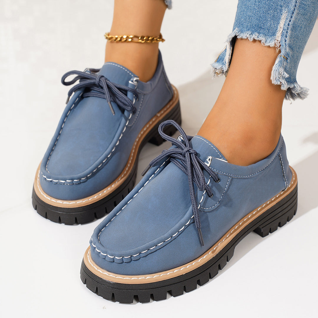 Damen robuste Mokassins mit rutschfester Profilsohle und handgenähtem Design EB