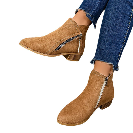 Damen Elegante Stiefeletten mit modischem Reißverschluss EB