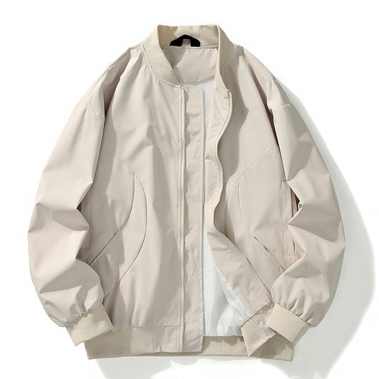 Herren leichter Oversize-Bomber mit elastischen Rippbündchen und verdeckter Reißverschlussblende EB
